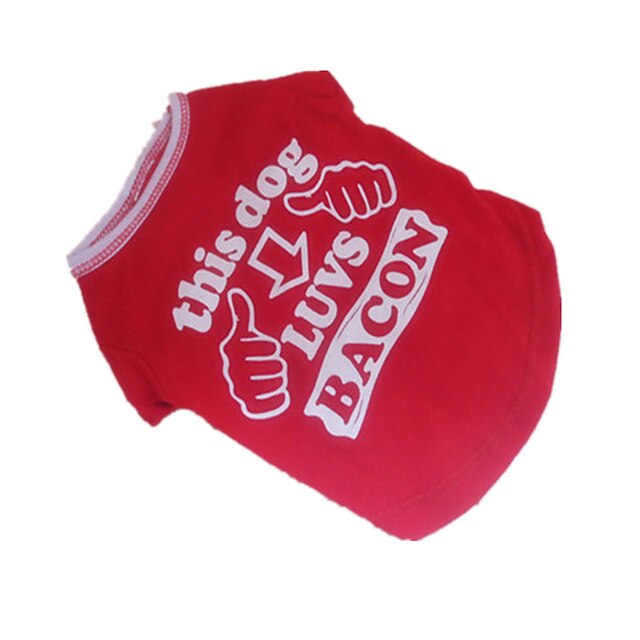  Dog Shirt / T-Shirt Letter & Number Cosplay Dog Clothes Breathable Red / White Costume Cotton S M