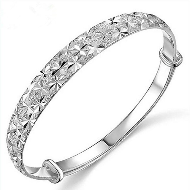  Women's Bracelet Bangles Bracelet Engraved Ladies Simple Style Fashion Sterling Silver Bracelet Jewelry Silver For Christmas Gifts Wedding Party Daily Casual Masquerade