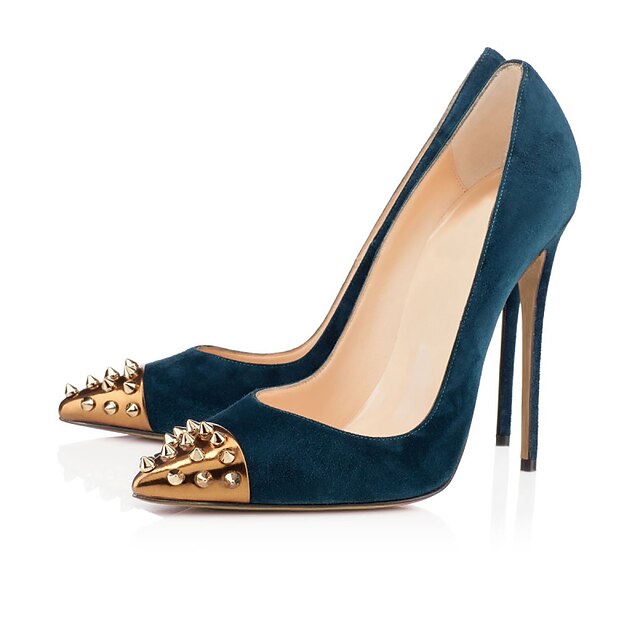  Women's Shoes Fleece 12cm High Heels Sexy Pumps  Party & Evening Blue with Rivets Shoes