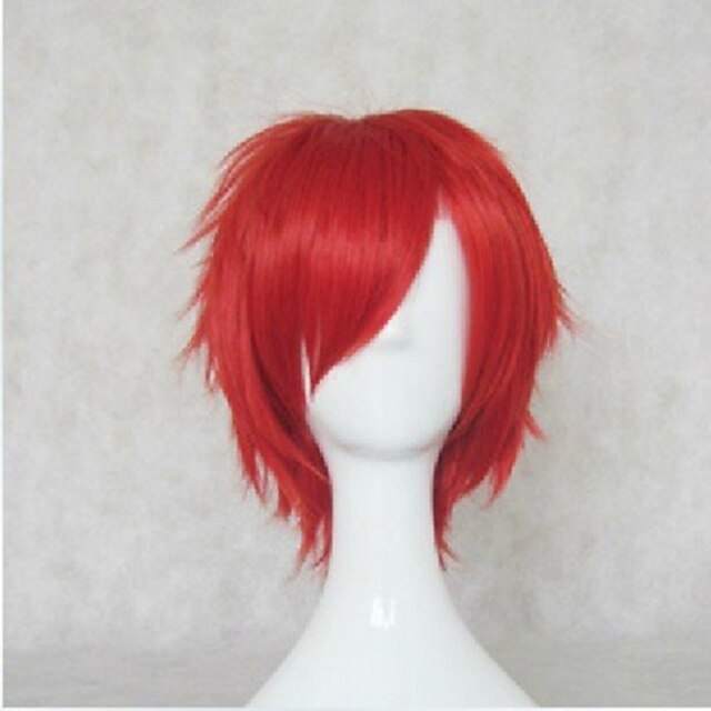  cosplay fantasia peruca sintética cosplay peruca encaracolado encaracolado cabelo curto vermelho azul sintético feminino vermelho azul hairjoy