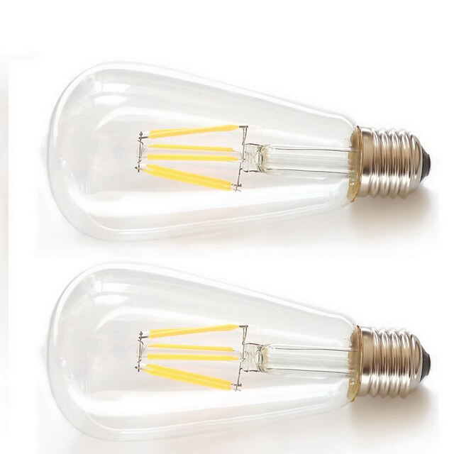  KAKANUO 2pcs 6 W LED Filament Bulbs 600 lm E26 / E27 ST64 6pcs Filament COB LED Beads COB Decorative Warm White 85-265 V / 2 pcs / RoHS / CE Certified / ETL / ERP