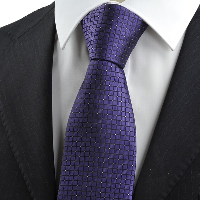  New Purple Checked Mens Tie Necktie Formal Wedding Party Holiday Prom Gift KT0054