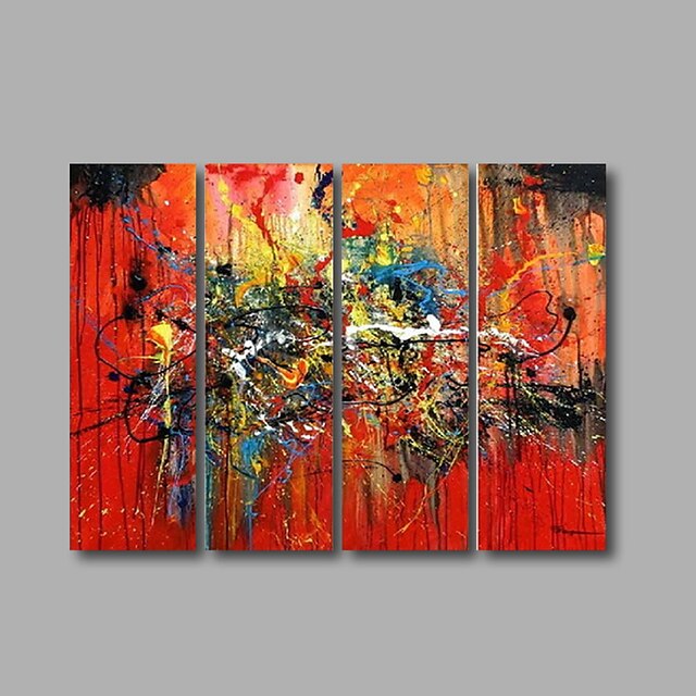 Hang festett olajfestmény Kézzel festett - Absztrakt Modern Tartalmazza belső keret / Négy elem / Nyújtott vászon