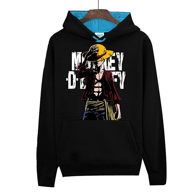  Inspirado por One Piece Monkey D. Luffy Anime Fantasias de Cosplay Hoodies cosplay Estampado Manga Longa Blusa Para Homens / Mulheres