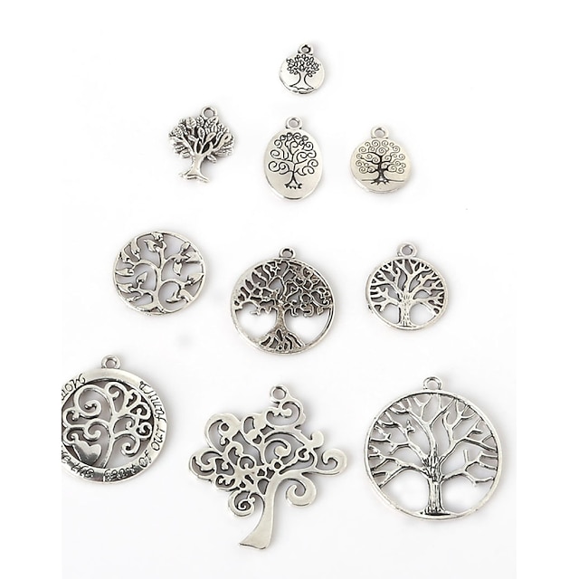  Beadia Antique Silver Metal Charm Pendants Lucky Tree DIY Jewelry Pendant