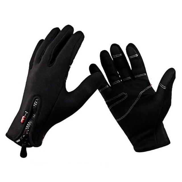  Winter Winter Gloves Bike Gloves Cycling Gloves Biking Gloves Full Finger Gloves Road Bike Cycling Anti-Slip Windproof Warm Breathable Sports Gloves Fleece Black for Adults' Fitness Skiing Hiking