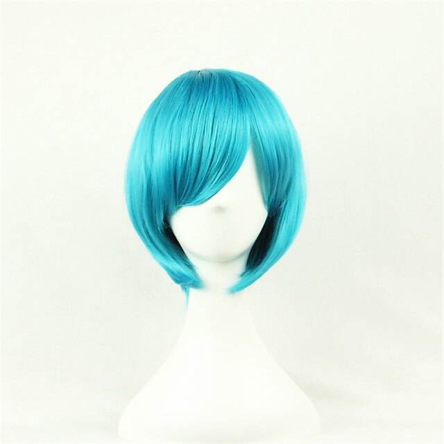  Cosplay Perücken Synthetische Perücken Perücken Glatt Gerade Asymmetrischer Haarschnitt Perücke Mittlerer Länge Blau Synthetische Haare Damen Natürlicher Haaransatz Blau