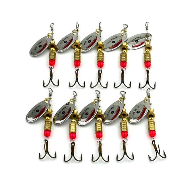  10 pcs Fishing Lures Buzzbait & Spinnerbait Spoons Sinking Fast Sinking Bass Trout Pike Sea Fishing Freshwater Fishing Other Feather Metal / Lure Fishing / General Fishing