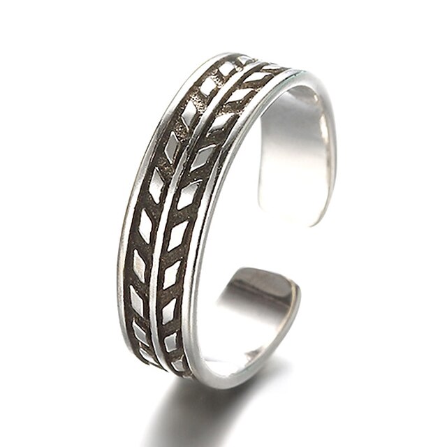  יוניסקס טבעת הטבעת טבעת מתכווננת כסף כסף סטרלינג כסוף וינטאג' יומי קזו'אל תכשיטים