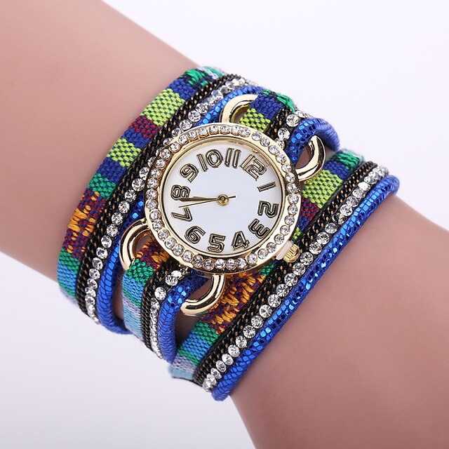  Damen Modeuhr Armband-Uhr Quartz Leder Band Analog Blume Schwarz / Weiß / Blau - Rot Golden Hellblau