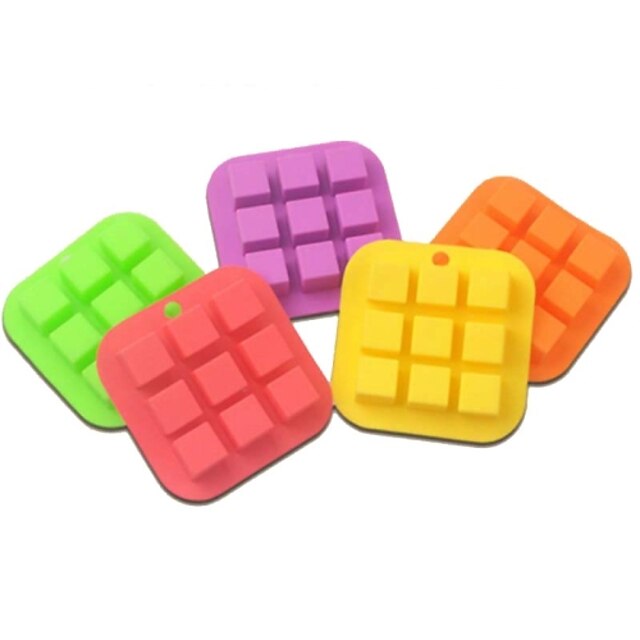  Silicone Cake Mold Square Ice Tray Moulds Chocolate Mould Cake Decorating Baking Tools(Random Color)