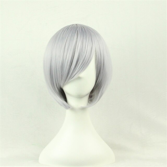  Cosplay Costume Wig Synthetic Wig Cosplay Wig Straight Straight Asymmetrical Wig Short Silver Synthetic Hair Women's Natural Hairline Gray