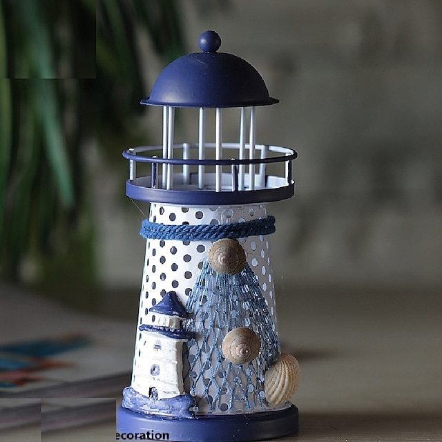  1pc handgemachte mediterranen Stil Leuchtturm Schmiedeeisen Urlaub Kerzenständer Kerzenhalter Home Deco