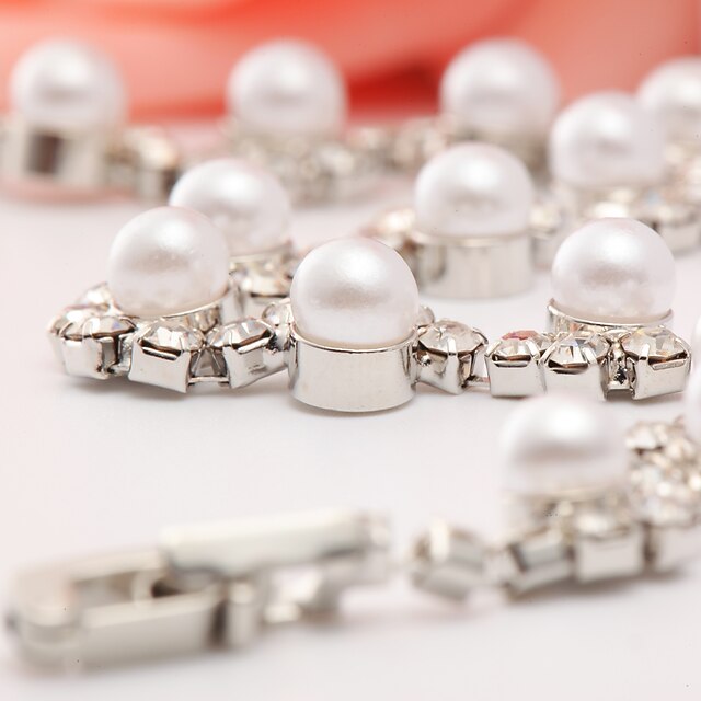  Damen Manschetten-Armbänder - Künstliche Perle Armbänder Weiß Für Alltag Normal