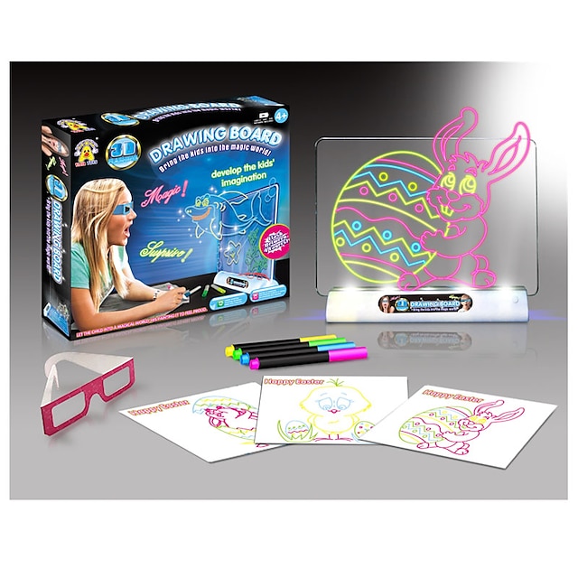  Игрушка для рисования Игрушечные планшеты для рисования LED освещение Флуоресцентный 3D пластик Бумага ABS 100 pcs Куски Мальчики Девочки Игрушки Подарок