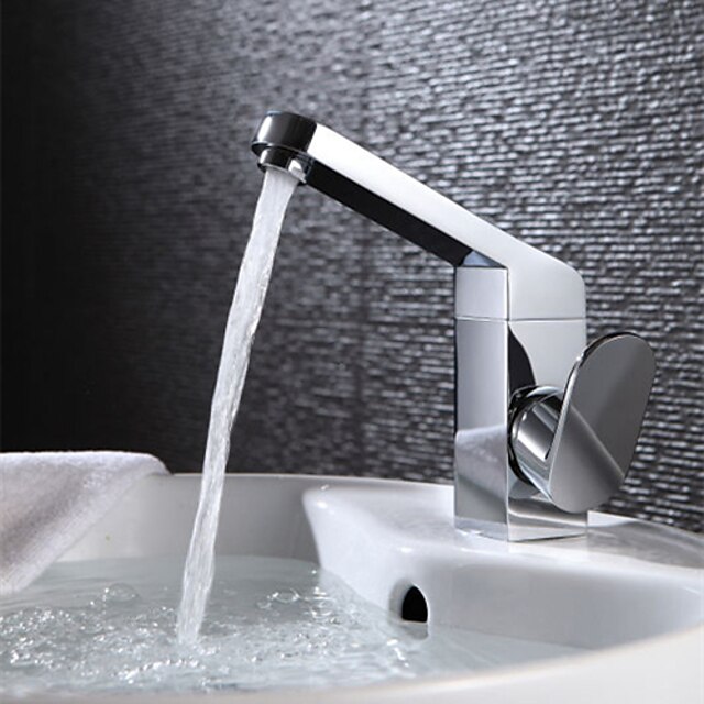  Contemporary Vessel Widespread Ceramic Valve Single Handle One Hole Chrome, Bathroom Sink Faucet