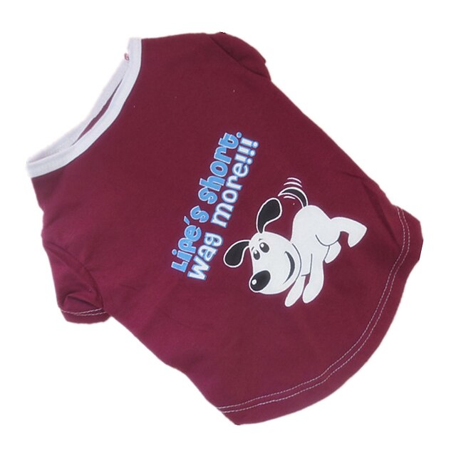  Dog Shirt / T-Shirt Cartoon Letter & Number Dog Clothes Breathable Dark Red Costume Cotton XS S M