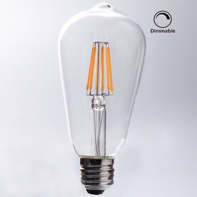  KWB 1pc 7 W Ampoules à Filament LED 720 lm E26 / E27 ST64 8 Perles LED COB Imperméable Intensité Réglable Décorative Blanc Chaud 110-130 V / 1 pièce / RoHs