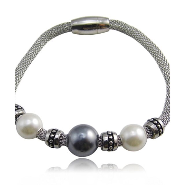  Men's Women's Charm Bracelet Pearl Stainless Steel Imitation Pearl Gray Pearl Jewelry Wedding Party Daily Casual