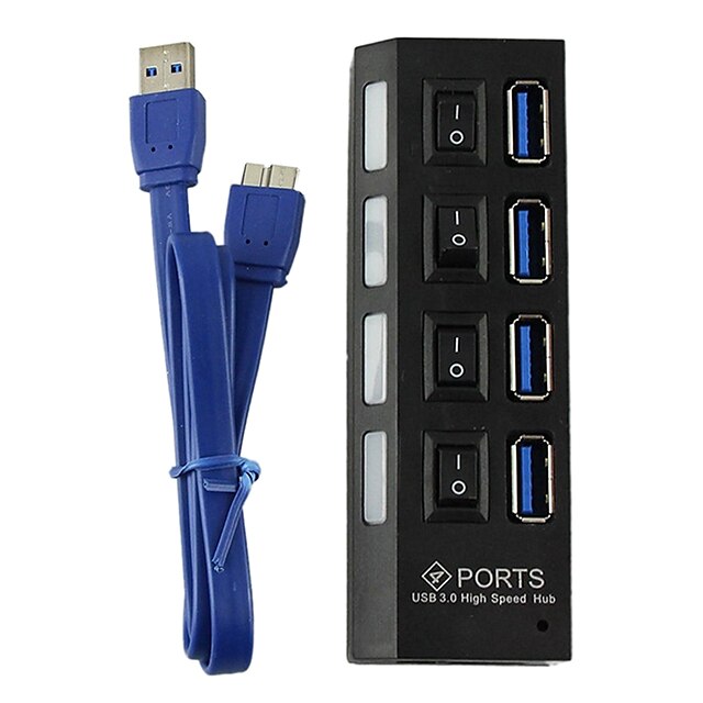  USB 3.0 4 Ports/Interface USB Hub with Separate Switch 10.5*7.5*4