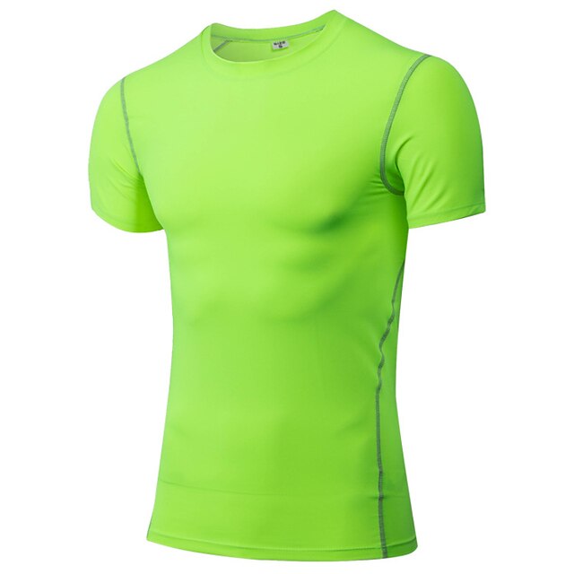  Homme Manches Courtes Tee Shirt Compression Tee Shirt Running Tee-shirt Hauts / Top Athlétique Athleisure Séchage rapide Anti-transpiration Fitness Exercice Physique Exercice Tenue de sport Blanche