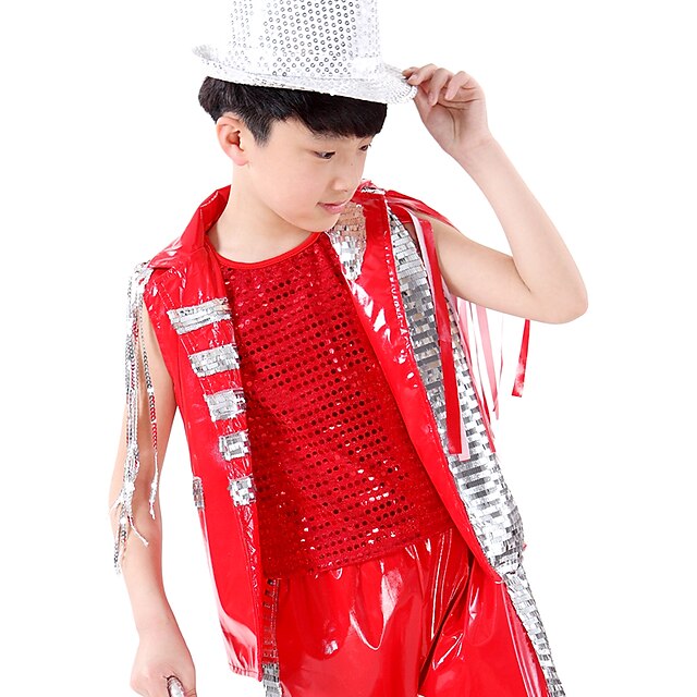  Jazz Vest Sequin Performance Sleeveless Natural Sequined Polyester