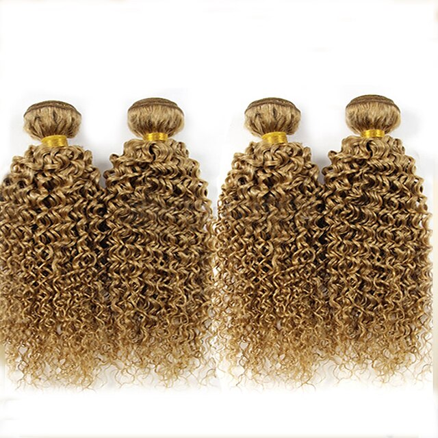  Lot de 4 Cheveux Brésiliens Bouclé Tissages de cheveux humains Tissages de cheveux humains Extensions de cheveux Naturel humains