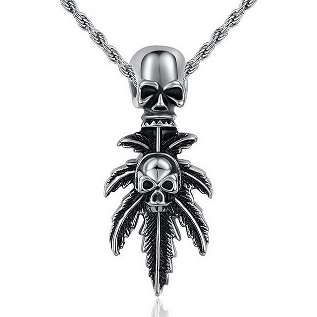  Homme Pendentif de collier Pendentif Forme de Tête de Mort Acier inoxydable Personnalisé Style Punk Européen Bijoux Pour Soirée Quotidien