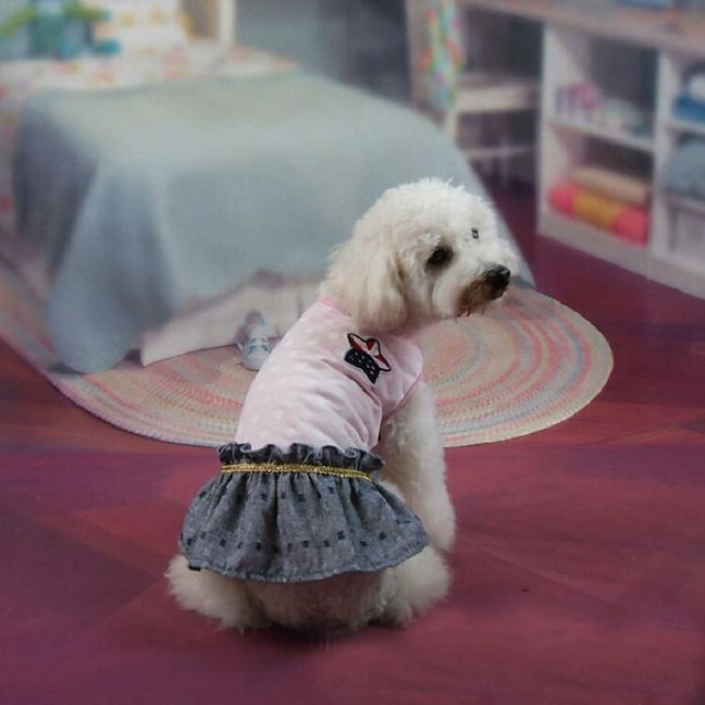  Dog Dress Puppy Clothes Color Block Fashion Dog Clothes Puppy Clothes Dog Outfits Costume for Girl and Boy Dog Terylene XS S M L XL