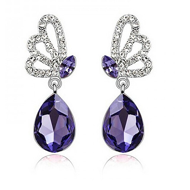  Boucles d'oreille goutte Cristal Strass Alliage Mode Violet Bleu Bijoux Mariage Soirée Quotidien Décontracté 1 paire