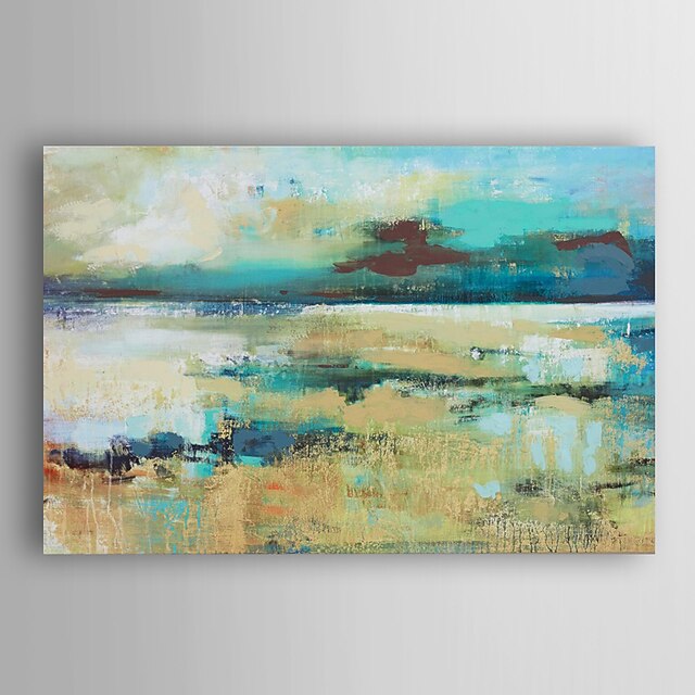  mão pintura a óleo pintado paisagem do lago azul com esticada quadro arts® 7 parede