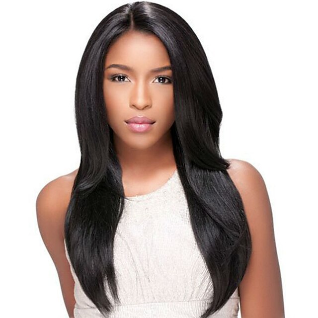  Synteettiset peruukit Suora Suora Peruukki Keskikokoinen Musta Synteettiset hiukset Naisten