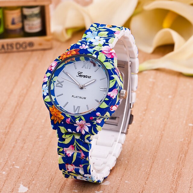  Mulheres Relógio de Moda Quartzo Azul Venda imperdível Analógico senhoras Flor - Branco Amarelo Um ano Ciclo de Vida da Bateria / Tianqiu 377
