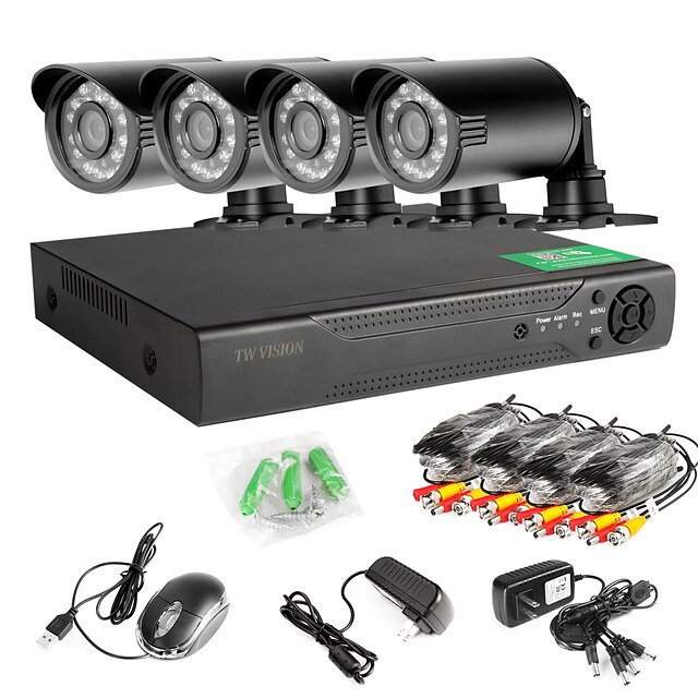  8CH 960H Network DVR 4PCS 1000TVL IR Outdoor CCTV Security Cameras System