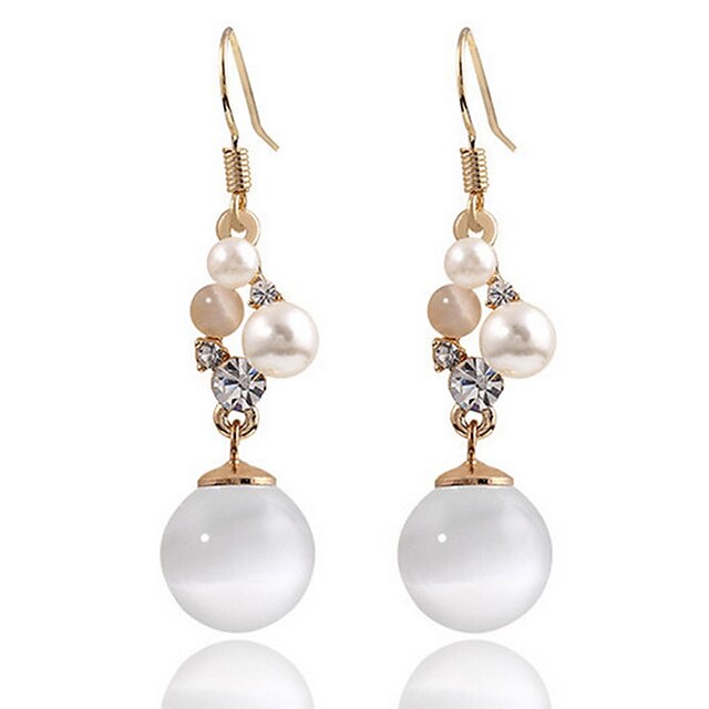  Women's Opal Drop Earrings - Princess Classic White For Party