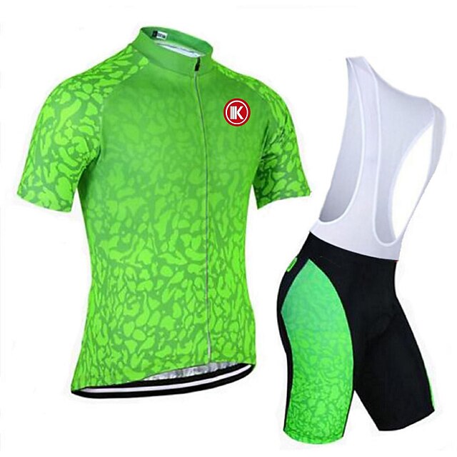  KEIYUEM Herre Dame Kortermet Sykkeljersey med bib-shorts Coolmax® Netting Silikon Sykkel Treningsdrakt Pustende Fort Tørring Tilbake Lomme Svettereduserende sport Kurv Klær / Elastisk