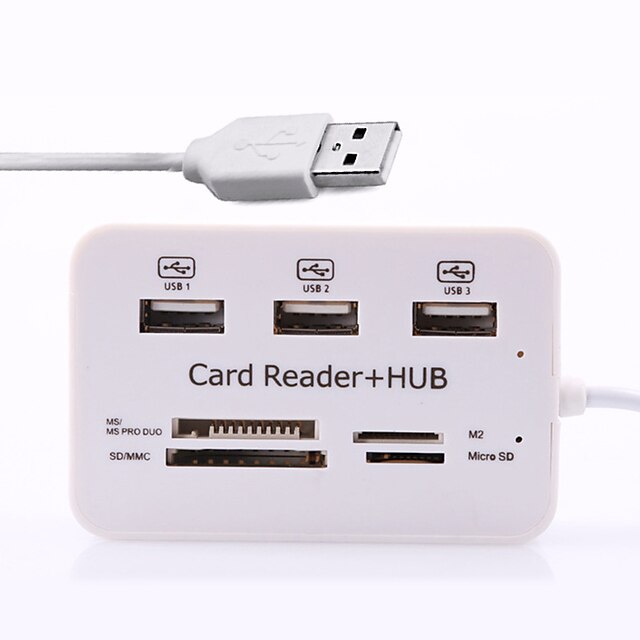  USB 2.0 de 3 portas / interface do leitor de cartão usb hub mini-combinação multifuncional 10 * 4 * 7