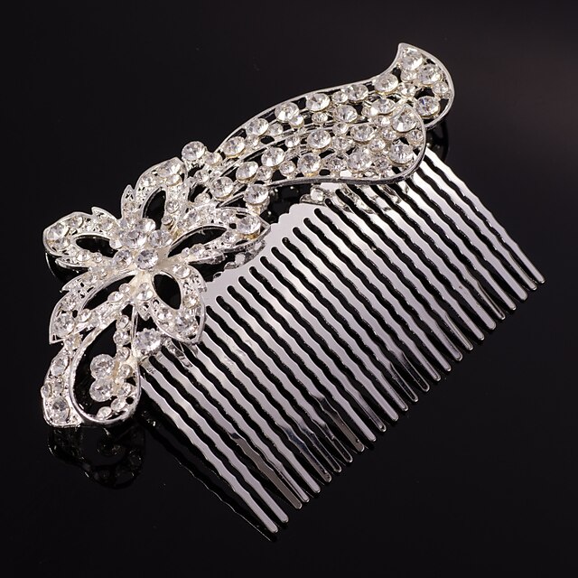  peinetas de plata hoja de flor de la forma de perlas de cristal / de oro para la señora banquete de boda