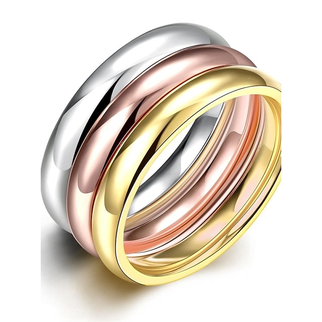  3 יחידות טבעת הטבעת טבעת הצהרה For בגדי ריקוד נשים מפלגה חתונה קזו'אל מצופה כסף ציפוי זהב פלדת טיטניום מוזהב ורד לבן זהב ורד / טבעת חברות