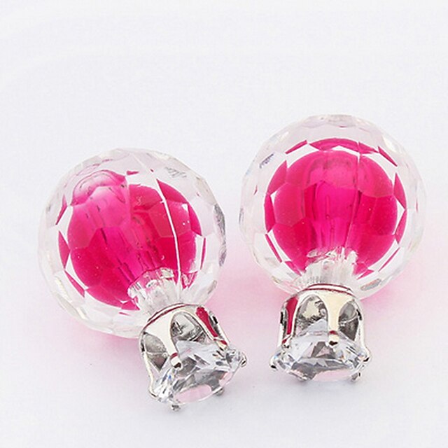  Korean Fashion Transparent Glass Bulb Color Crystal Ball Double-sided Earrings