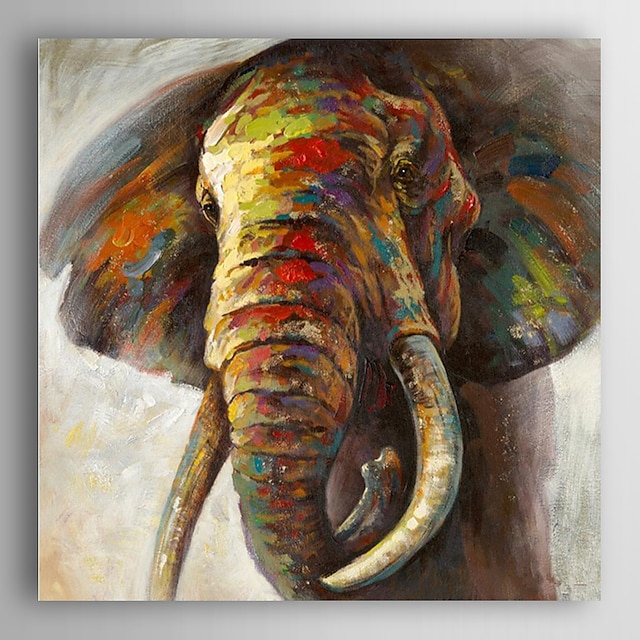  kézzel festett olajfestmény állat szelíd elefánt feszített keret