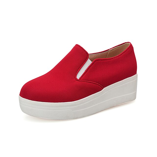  Platform / Tipegő / Kényelmes-Talp-Női cipő-Mokaszinek-Szabadidős-Szövet-Piros