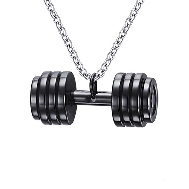  Men's Pendant Necklace Pendant Dumbbell Ladies Fashion Stainless Steel Gold Black Necklace Jewelry For Casual Daily