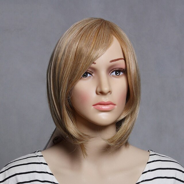  Synthetische Perücken Glatt Gerade Perücke Blond Kurz Blondine Synthetische Haare Damen Blond