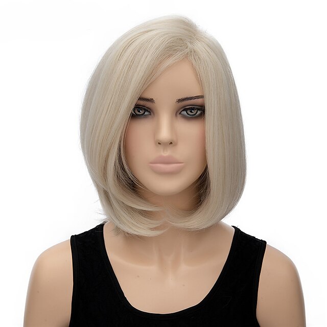  Synthetic Wig Straight Straight Bob Wig Short White Synthetic Hair Women's White