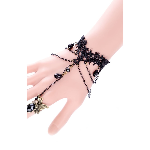  Bracelets Bagues Femme Dentelle Fleur dames Original Gothique Mode Bracelet Bijoux Noir pour Soirée Quotidien Décontracté Costumes de cosplay