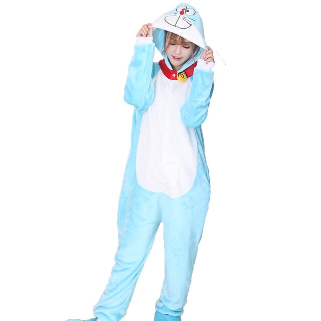 Kigurumi Pajamas Cat Onesie Pajamas Costume Coral fleece Blue Cosplay For Adults' Animal Sleepwear Cartoon Halloween Festival / Holiday