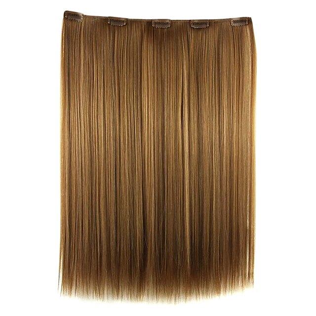  parykk gylden brun 52cm høy temperatur wire lengde rett hår syntetisk hår forlengelse