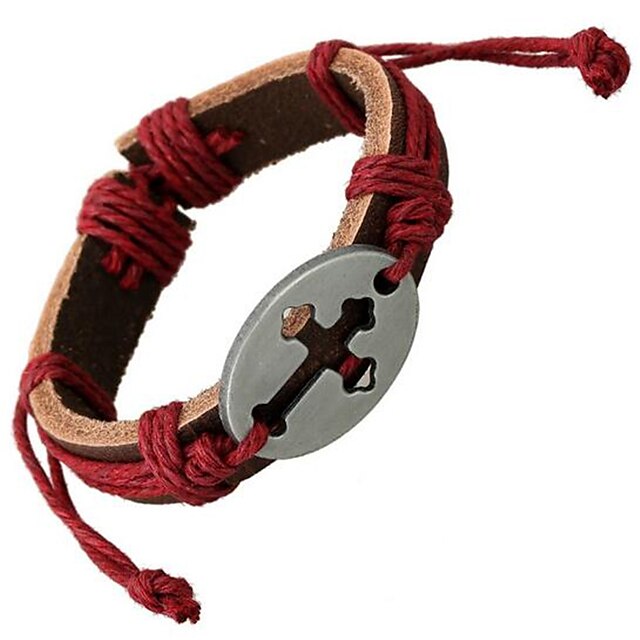  Men's Women's Leather Bracelet Leather Bracelet Jewelry Red / Light Brown / Dark Brown For Wedding Party Daily Casual Sports