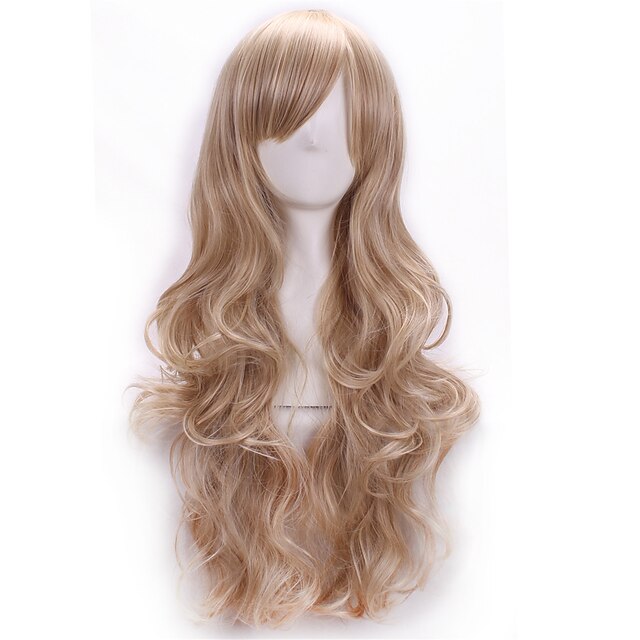  Peruki cosplay Peruki syntetyczne Peruki do kostiumów Body wave Body wave Z grzywką Peruka Blond Długie Blond Włosie synetyczne Damskie Część boczna Blond